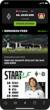 Ein Screendesign der FohlenApp von Borussia Mönchengladbach wird dargestellt, um einen kurzen Einblick in die App zu geben.
